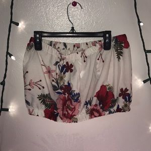 strapless floral shirt